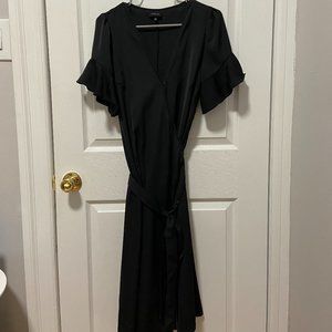 Black Silky Wrap Dress